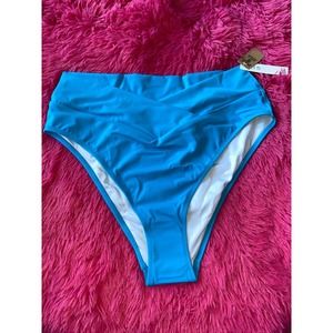Victorias Secret PINK Swim‎ V Crossover High Waist Cheeky Bikini Bottom XL BLUE